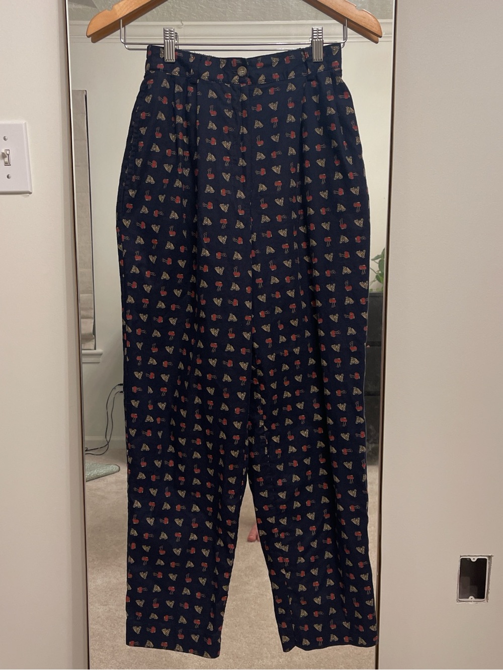 Vintage Talbots Navy Petite Printed Trousers with Horses